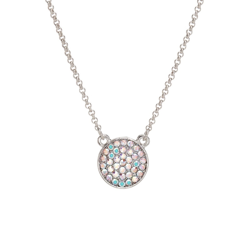 Aurora Borealis Swarovski Crystal Disc Pave Necklace